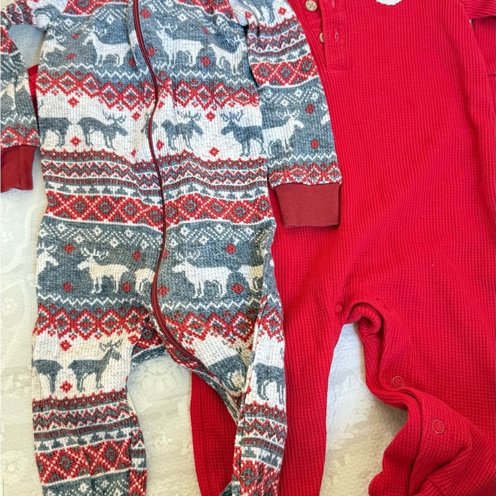 Carter's Red and Gray Kids One Piece Footies